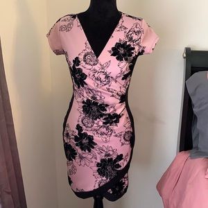 Black/pink mid-dress